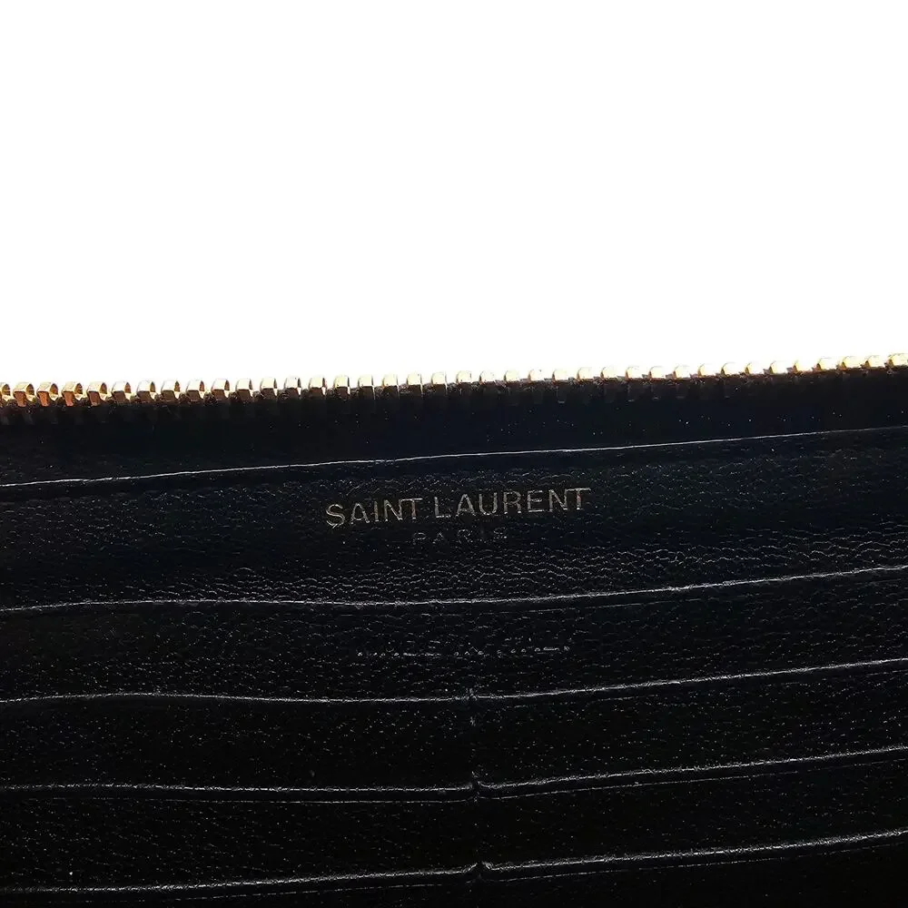 Saint Laurent Monogram Large Grain de Poudre Matelassé Zippered Wallet - Black